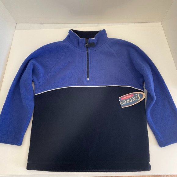 Boys Quarter Zip Fleece Pullover by Express Blue Black Gray Boys Size L (7) - Picture 1 of 6